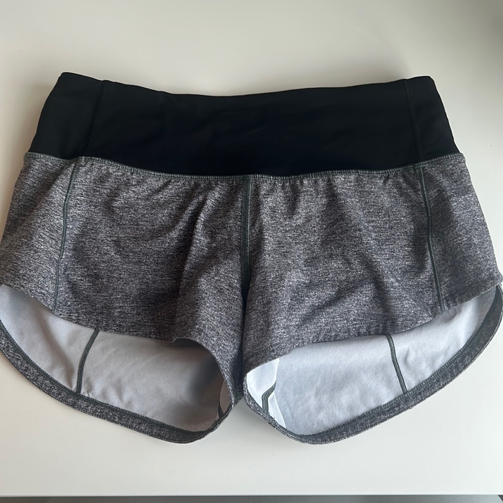 lululemon speed ups - low rise - 2.5” - heather lux multi black/black - size 0